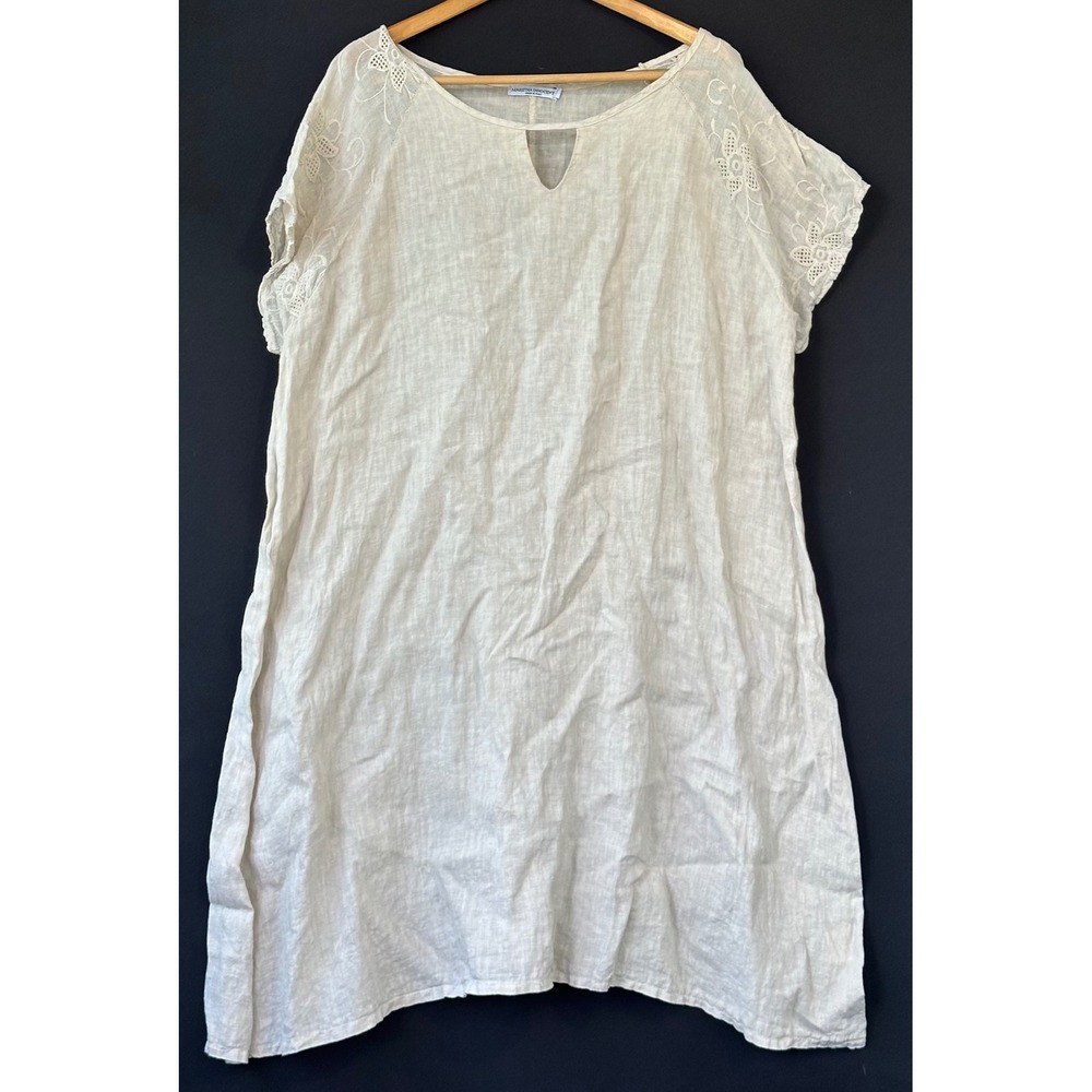 Martina Innocenti Linen Shift Dress Embroidered Cottage Farm Womens 3X